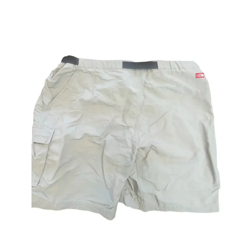 The North Face Cargo Shorts Mens Size XL Belted Nylon Elastic Waist Hiking Gray